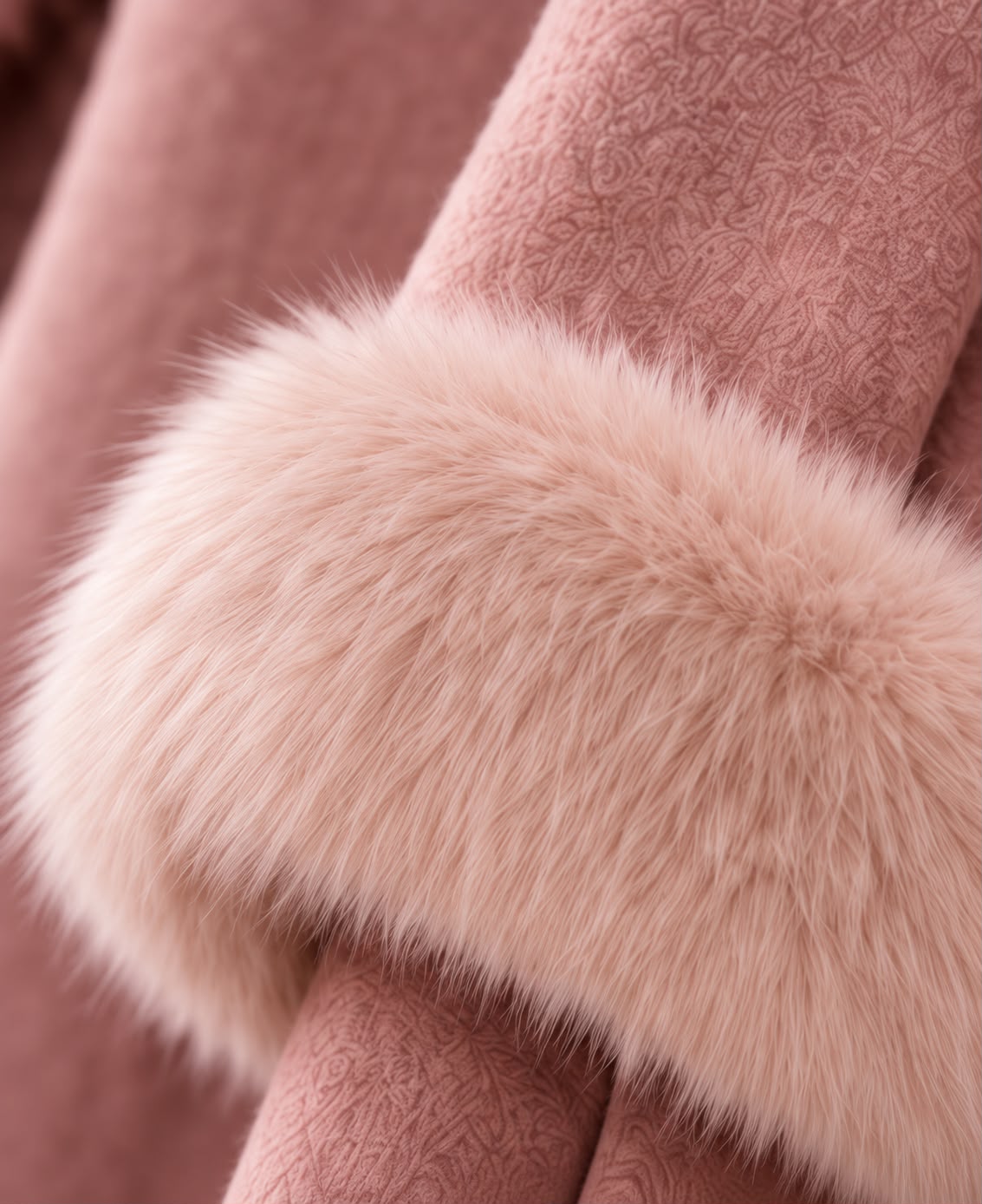 Pink fabric and fur detail